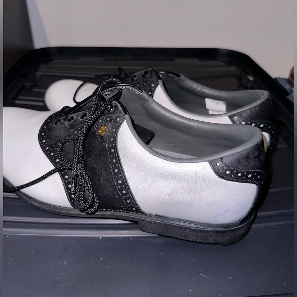Vintage FootJoy Oxford Lace Up Golf Shoes, Black White Mens 12M - Picture 6 of 14